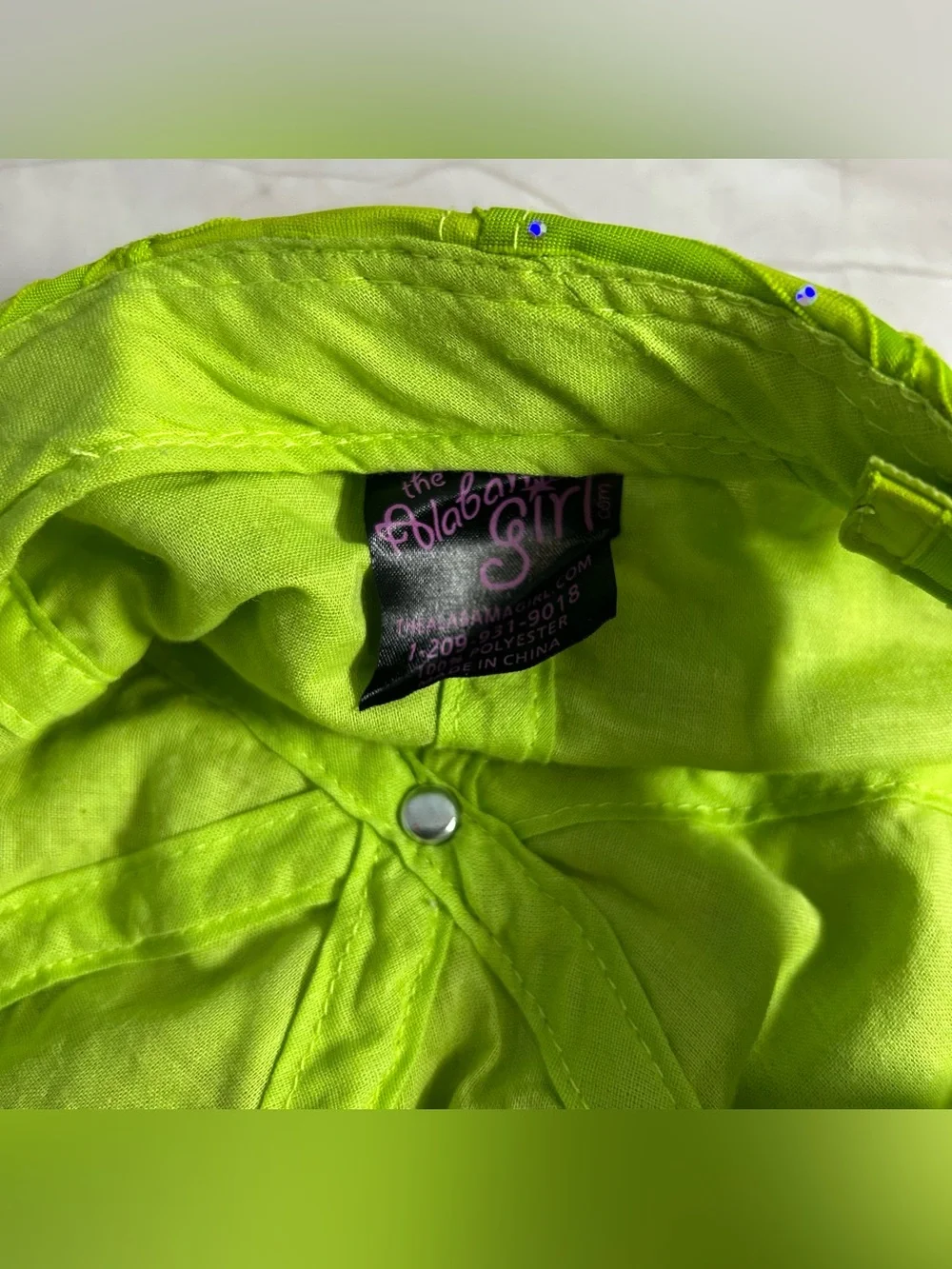 Embellished Neon Green Ruched Baseball Cap